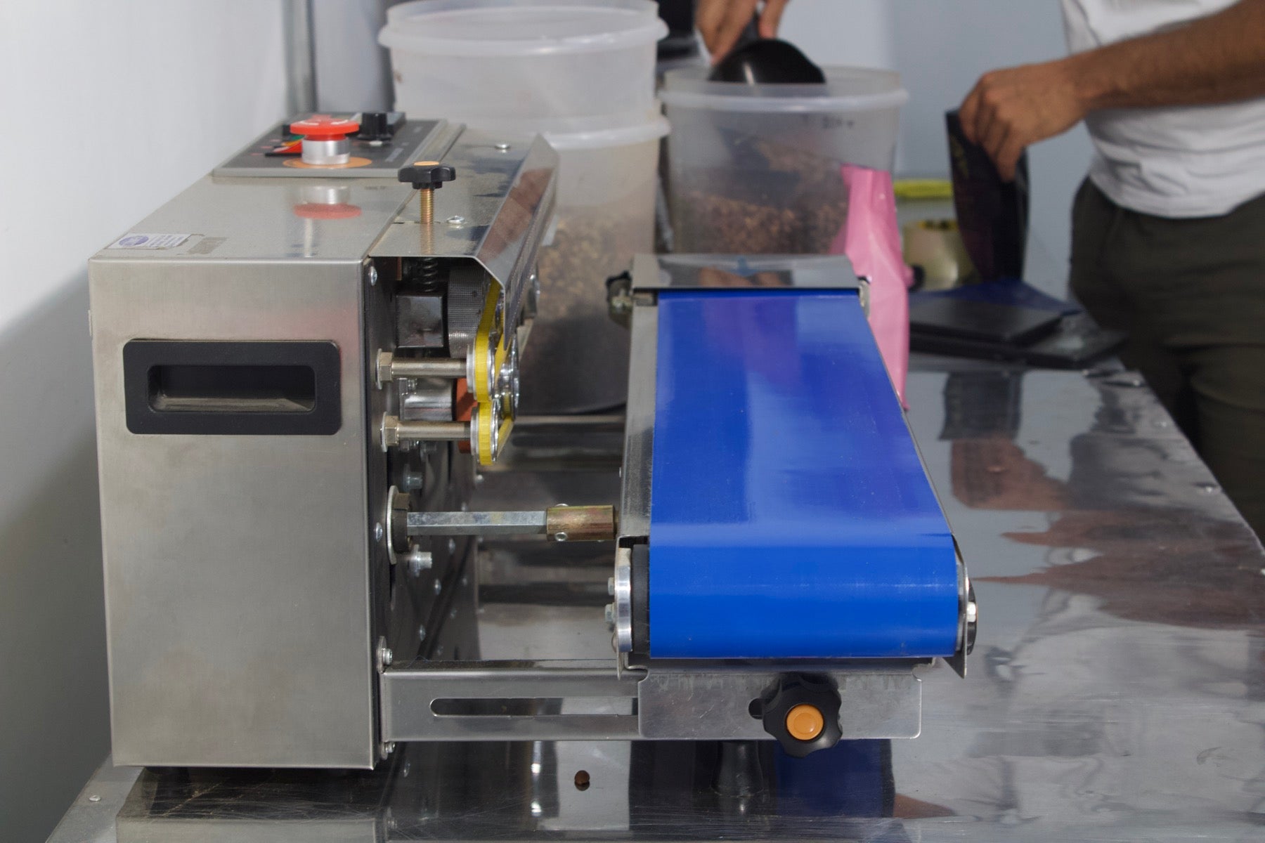 Packaging conveyor in motion